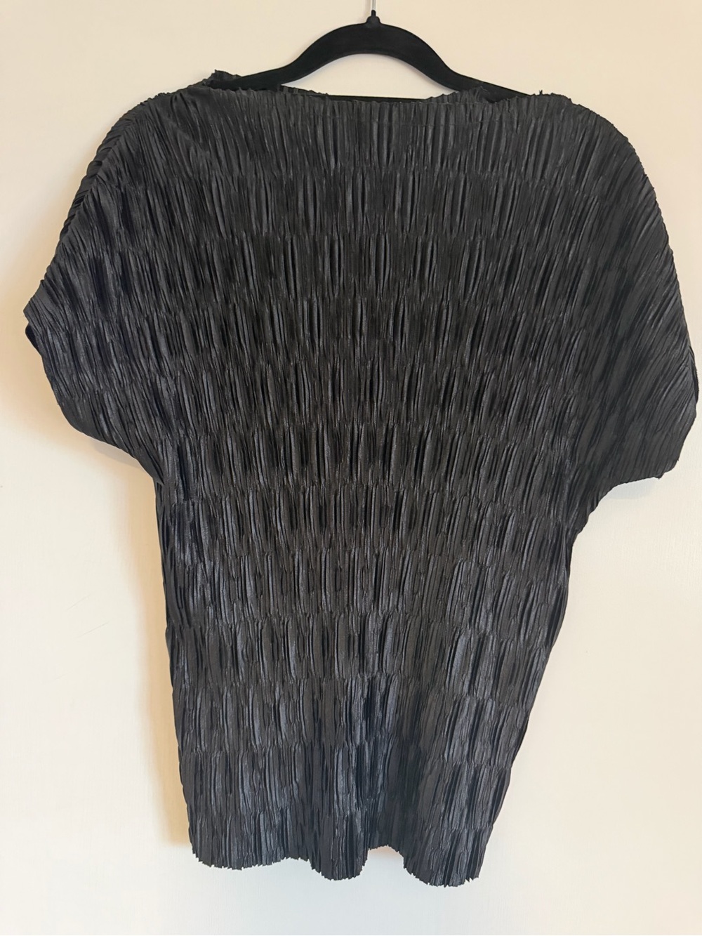 Zara Black Crinkle Short Sleeve Tunic